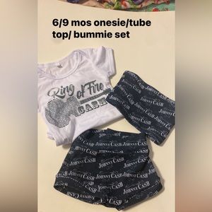 6/9 Johnny cash bummie,onesie and tube top set